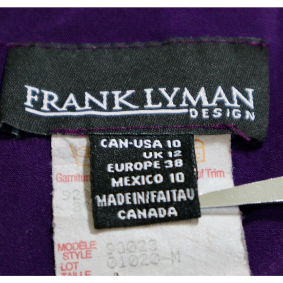 Frank Lyman Size 10 Gathered Bust Bodycon Mini Dress Ruched Purple - Picture 8 of 9